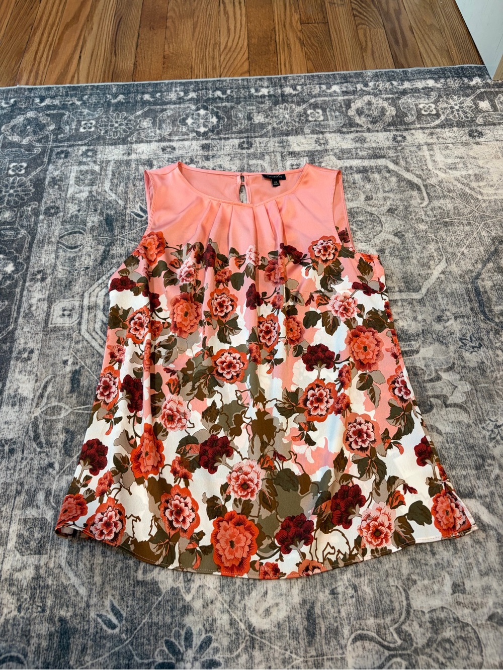 Talbots Coral and White Floral Sleeveless Top